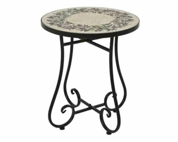 Tavolino Atene da Esterno Nero con Fantasia D39x46cm in Acciaio – Kaemingk