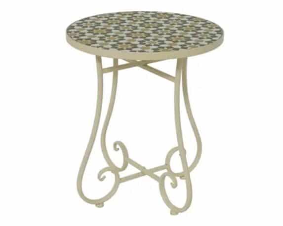 Tavolino Madrid da Esterno Crema con Fantasia D39x46cm in Acciaio – Kaemingk