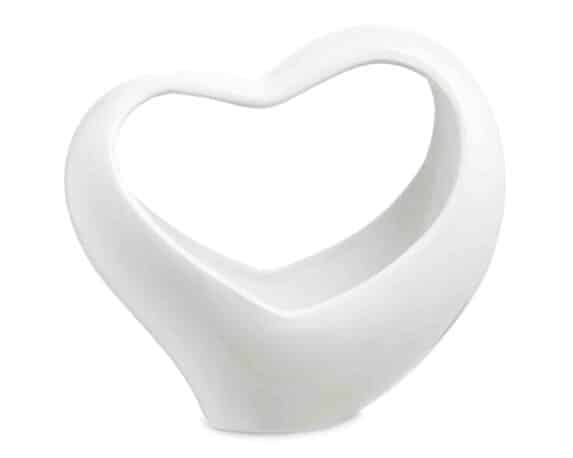 Vaso a Forma di Cuore Bianco 20x10x20cm in Ceramica