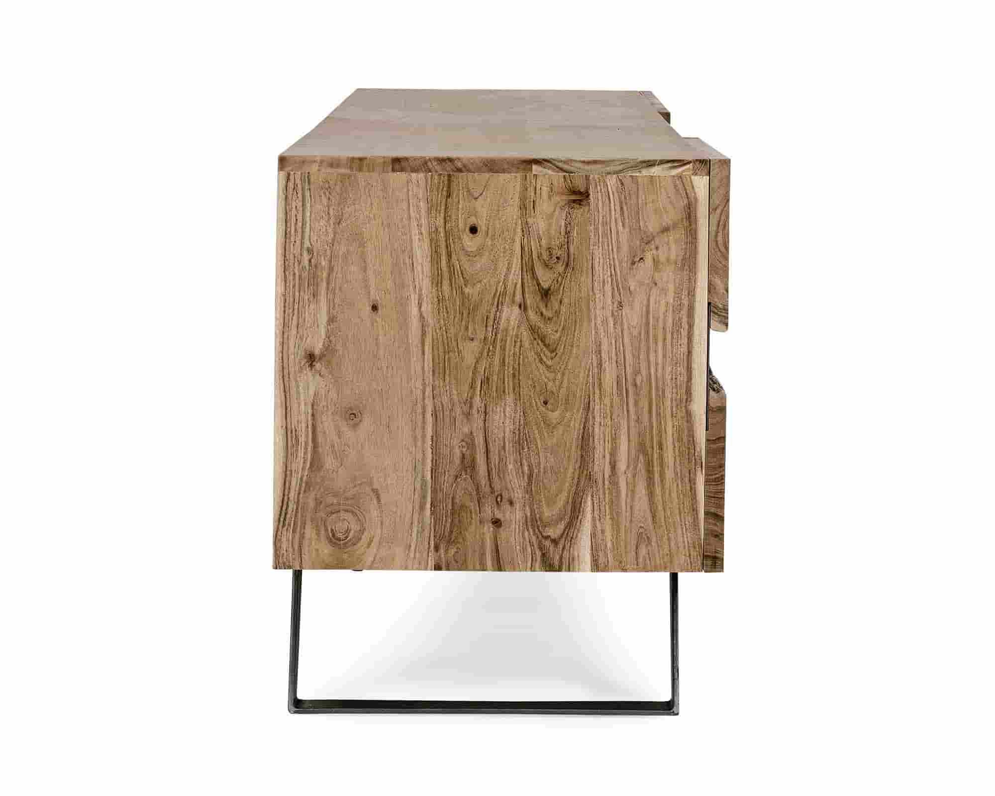 Mobile Porta TV con 2 Ante Aron 190x43x56cm in Legno di Acacia e Acciaio - Bizzotto - immagine 5