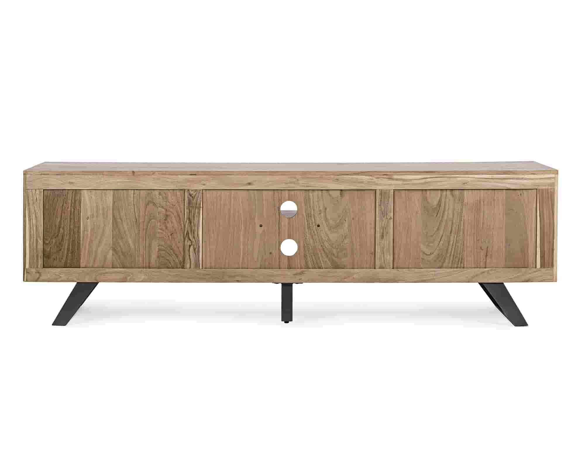 Mobile Porta TV con 2 Ante Aron 190x43x56cm in Legno di Acacia e Acciaio - Bizzotto - immagine 4