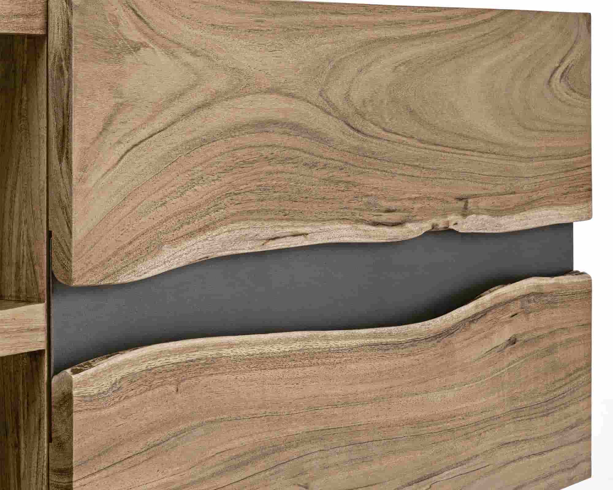 Mobile Porta TV con 2 Ante Aron 190x43x56cm in Legno di Acacia e Acciaio - Bizzotto - immagine 8