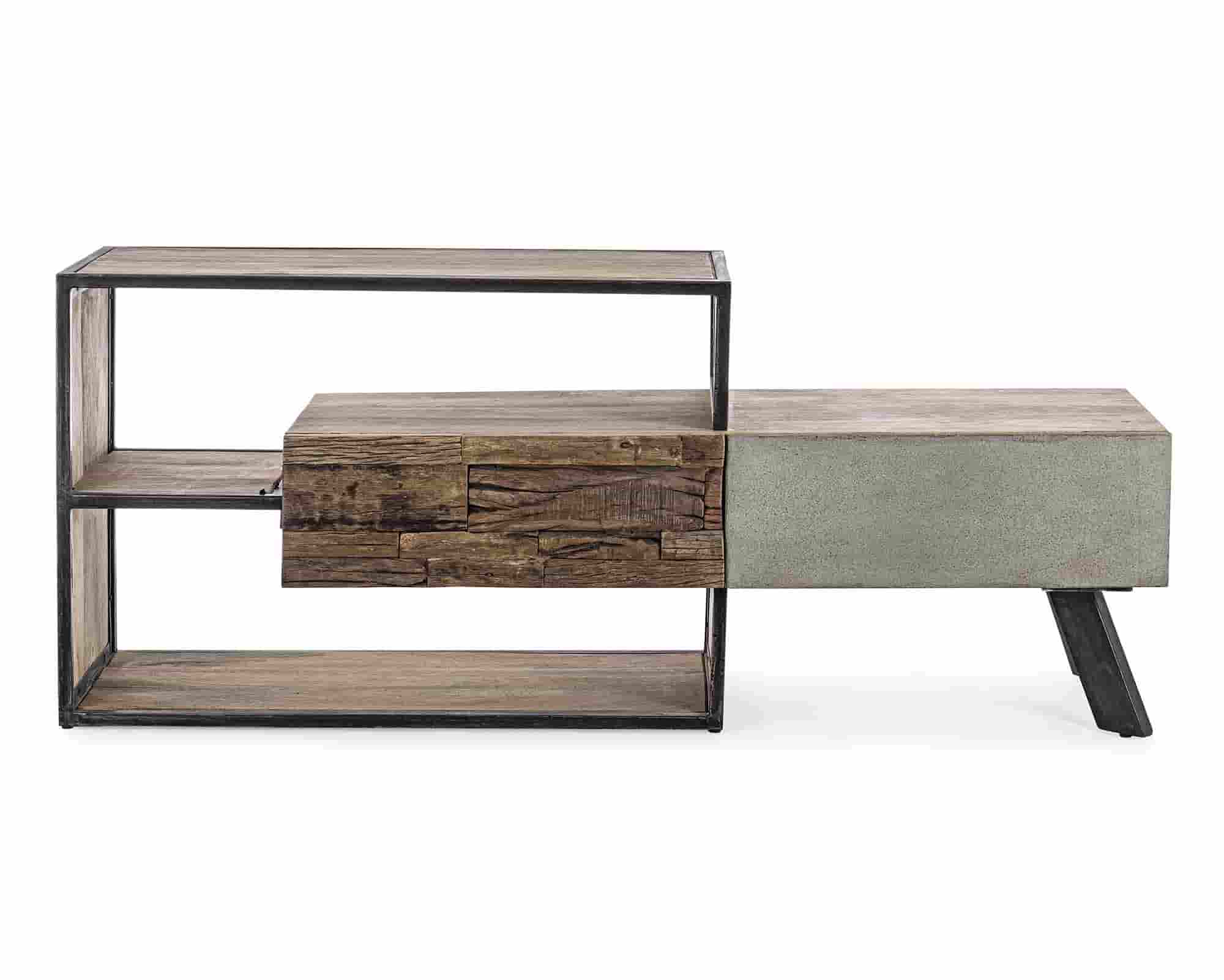 Mobile Porta TV 2 Cassetti Manchester 145x40x60cm in Legno di Mango e Acciaio - Bizzotto - immagine 2