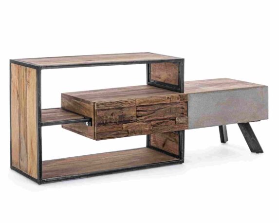 Mobile Porta TV 2 Cassetti Manchester 145x40x60cm in Legno di Mango e Acciaio – Bizzotto
