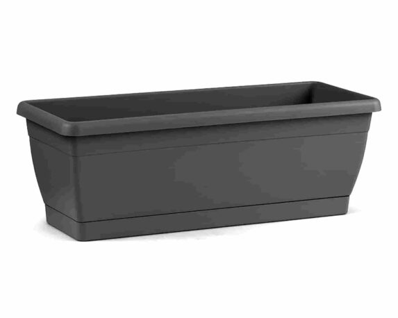 Fioriera Roxanne con Sottocassetta Antracite 80cm in Plastica – Veca