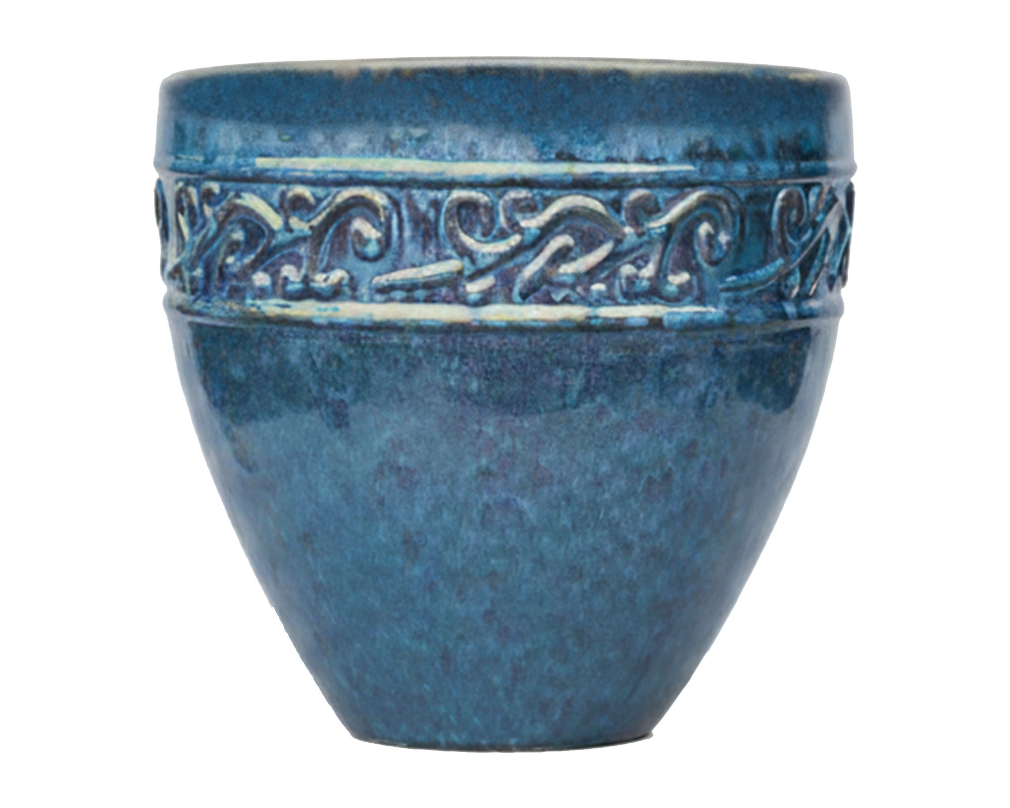 Cachepot Decoro Vortice Noble Belly Blu D50x47cm in Ceramica - Mega Collections