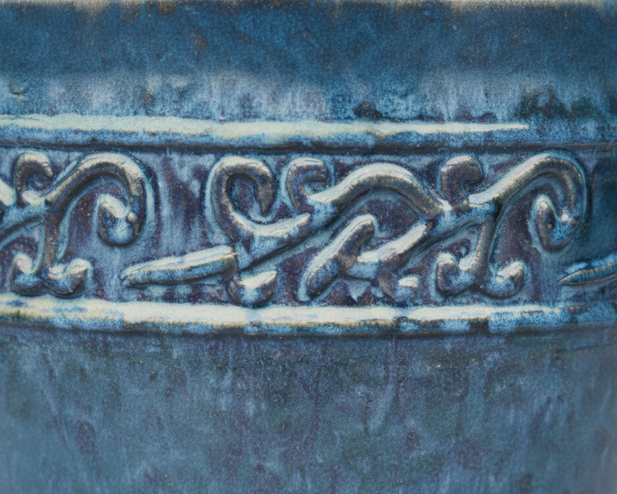 Cachepot Decoro Vortice Noble Belly Blu D50x47cm in Ceramica - Mega Collections - immagine 2