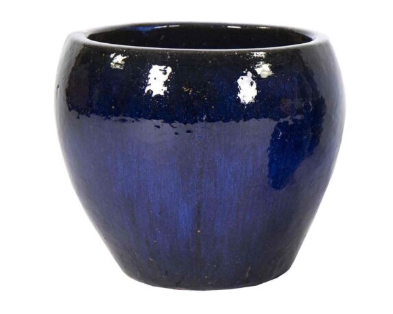 Cachepot Belly Blu Smaltato M D28x25cm in Ceramica – Mega Collections