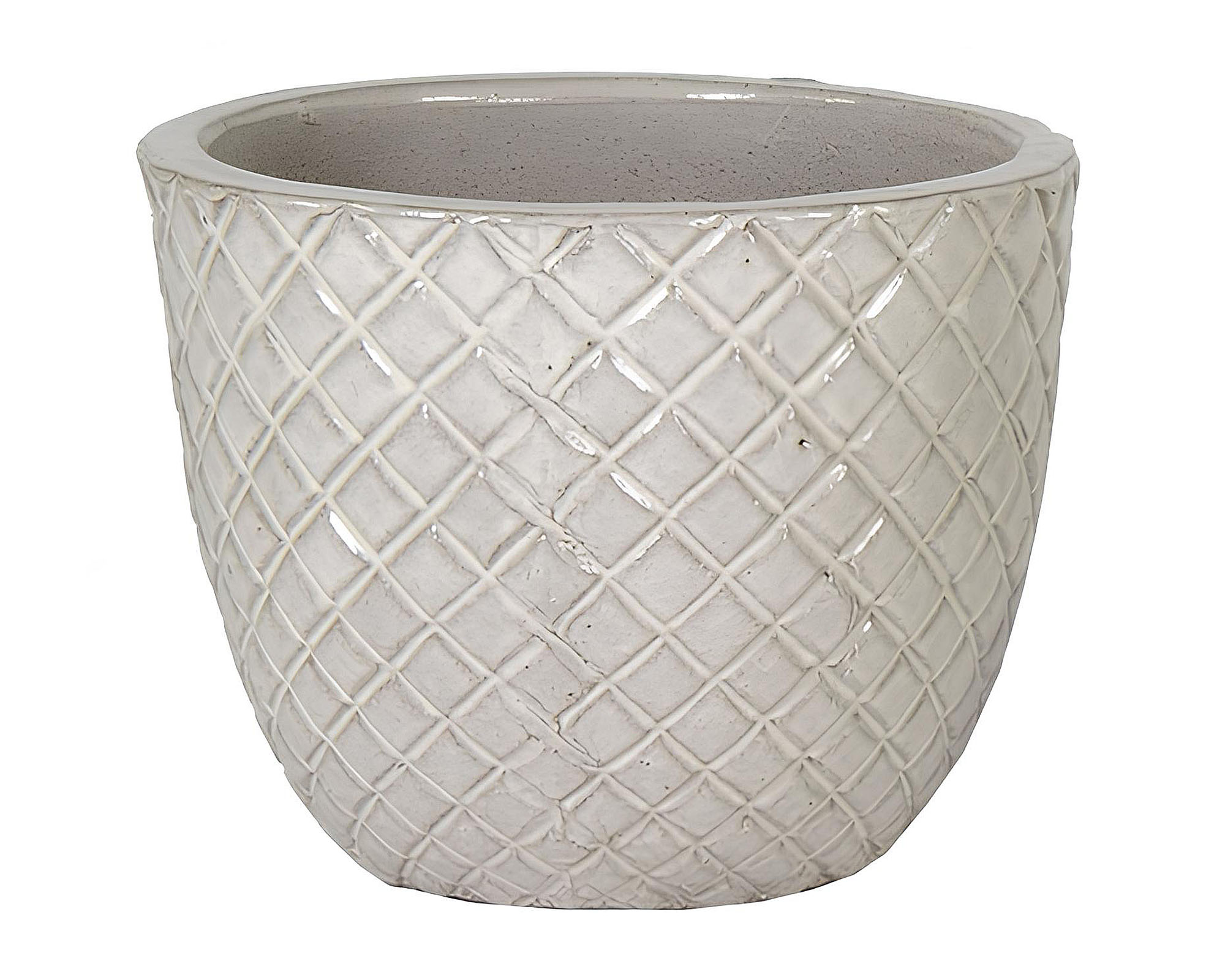 Cachepot Pineapple Smaltato Bianco D38x30cm in Ceramica - Mega Collections