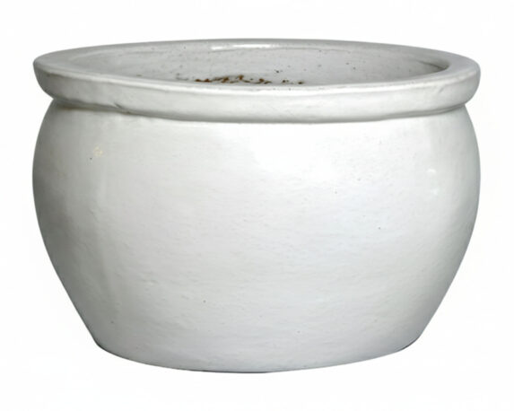 Cachepot Bordato Bavaria Smaltato Bianco D36x24cm in Ceramica – Mega Collections