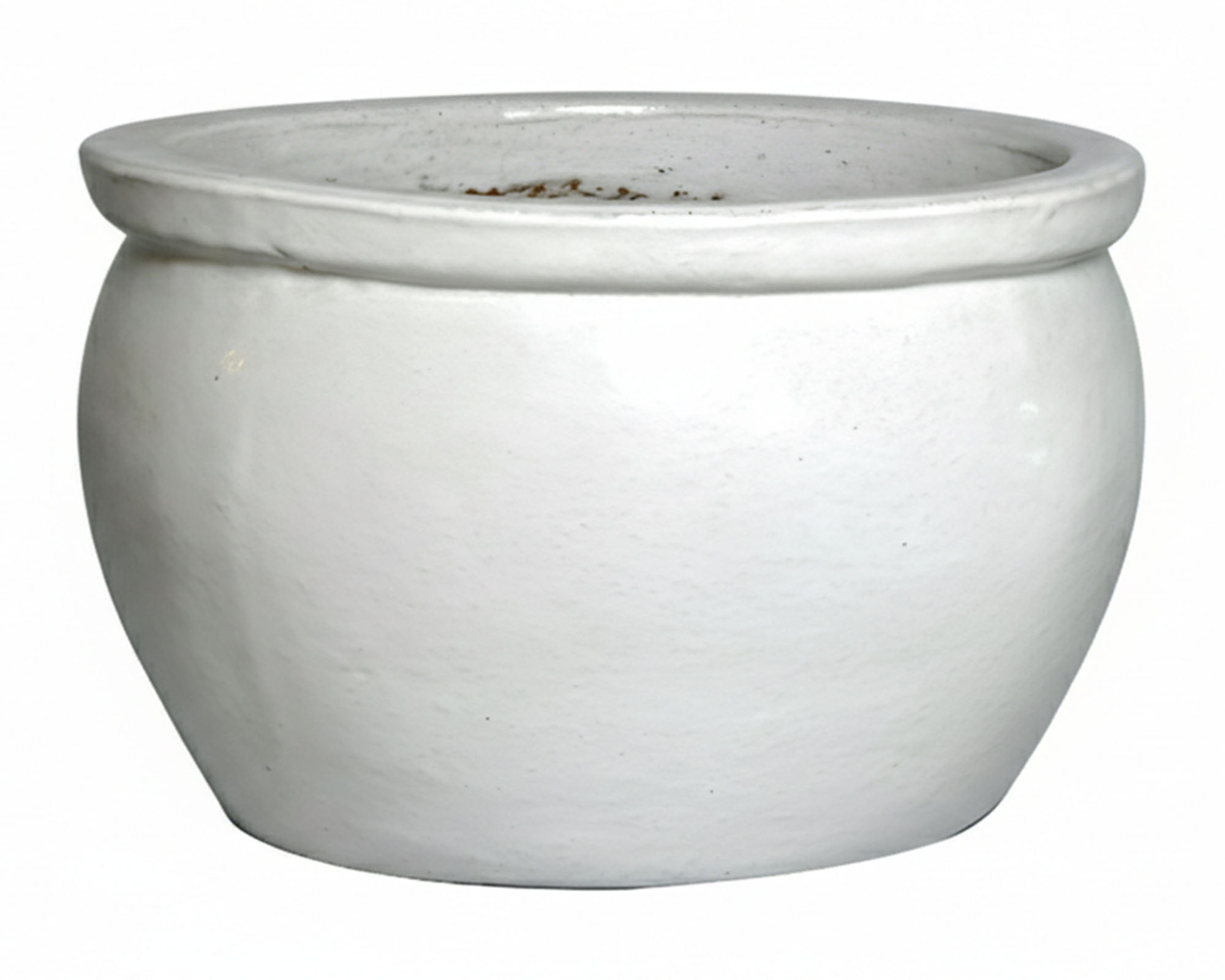 Cachepot Bordato Bavaria Smaltato Bianco D36x24cm in Ceramica - Mega Collections