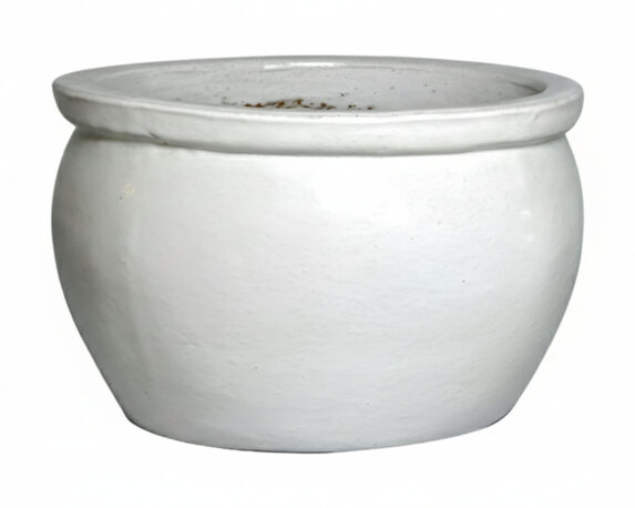 Cachepot Bordato Bavaria Smaltato Bianco D26x17cm in Ceramica – Mega Collections