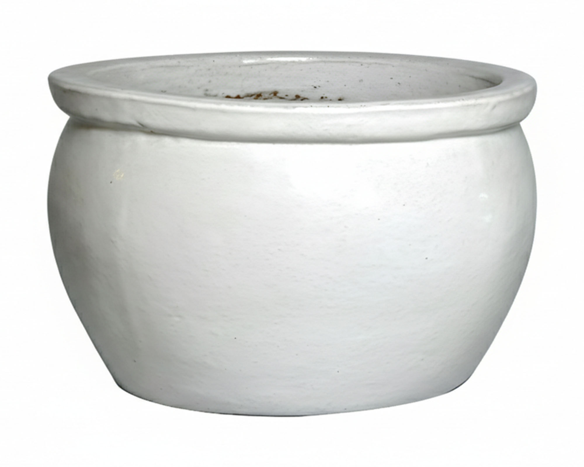 Cachepot Bordato Bavaria Smaltato Bianco D26x17cm in Ceramica - Mega Collections
