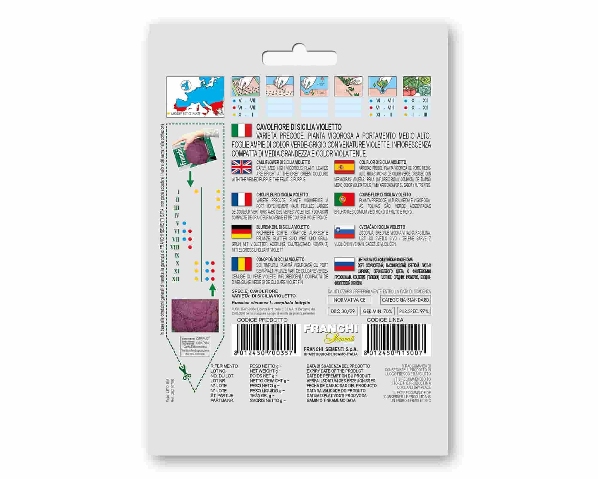 Semi di Cavolfiore di Sicilia Violetto Orto - Franchi sementi - immagine 2