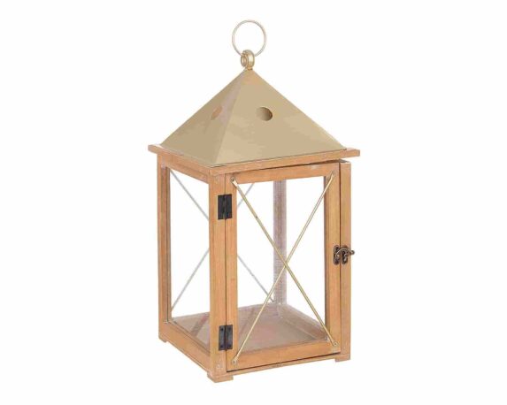 Lanterna Beatific Oro Grande 24x24x46cm in Legno e Vetro – Bizzotto