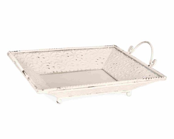 Vassoio Aura Quadrato Bianco 30x30x9cm in Acciaio – Bizzotto