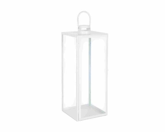 Lanterna Lior Bianco Medio 22x22x53,5cm in Metallo e Vetro – Bizzotto
