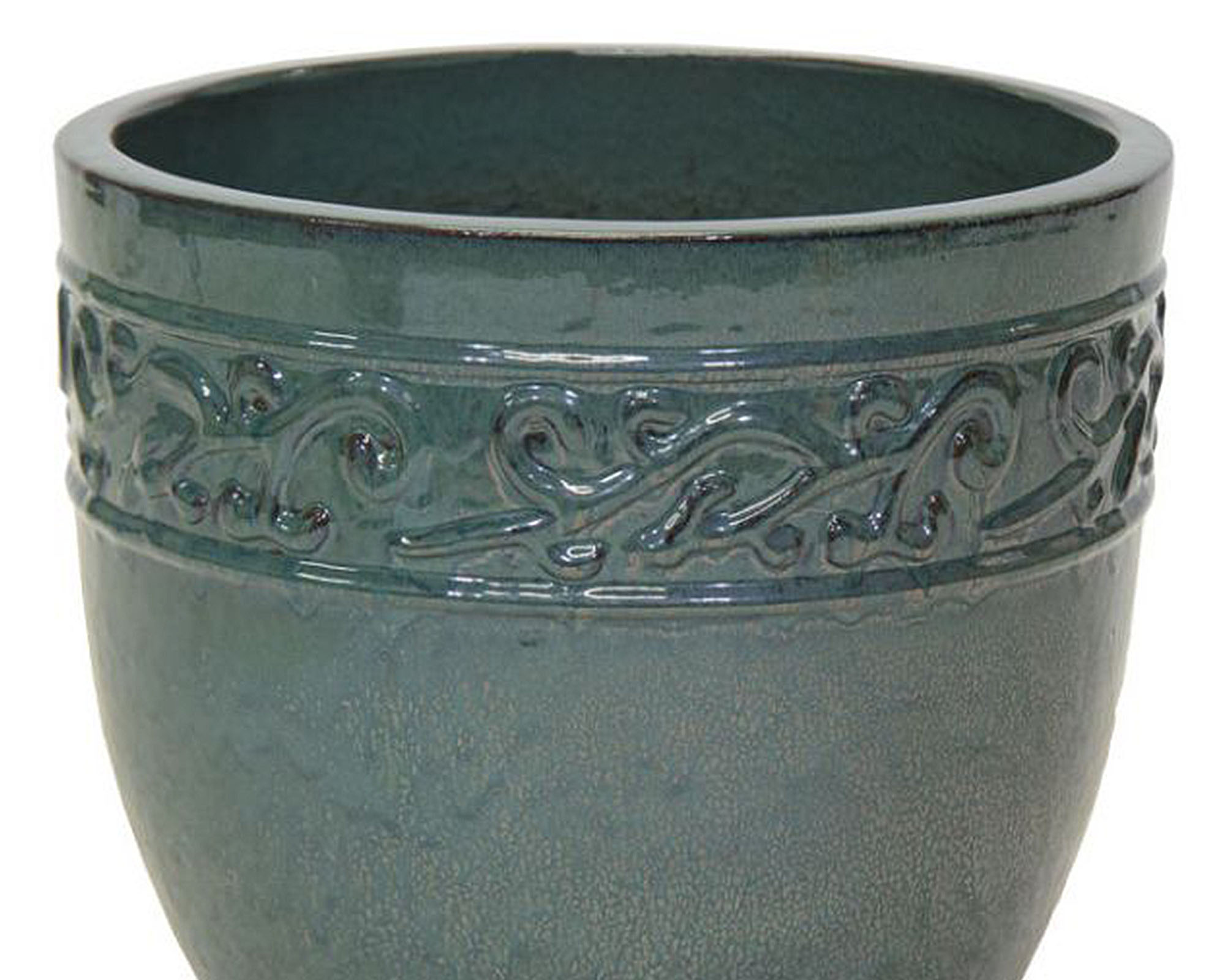 Cachepot Cilindro Swirl Verde Muschio D58x51cm in Ceramica - Mega Collections - immagine 2