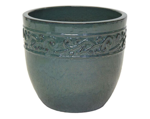 Cachepot Cilindro Swirl Verde Muschio D58x51cm in Ceramica – Mega Collections