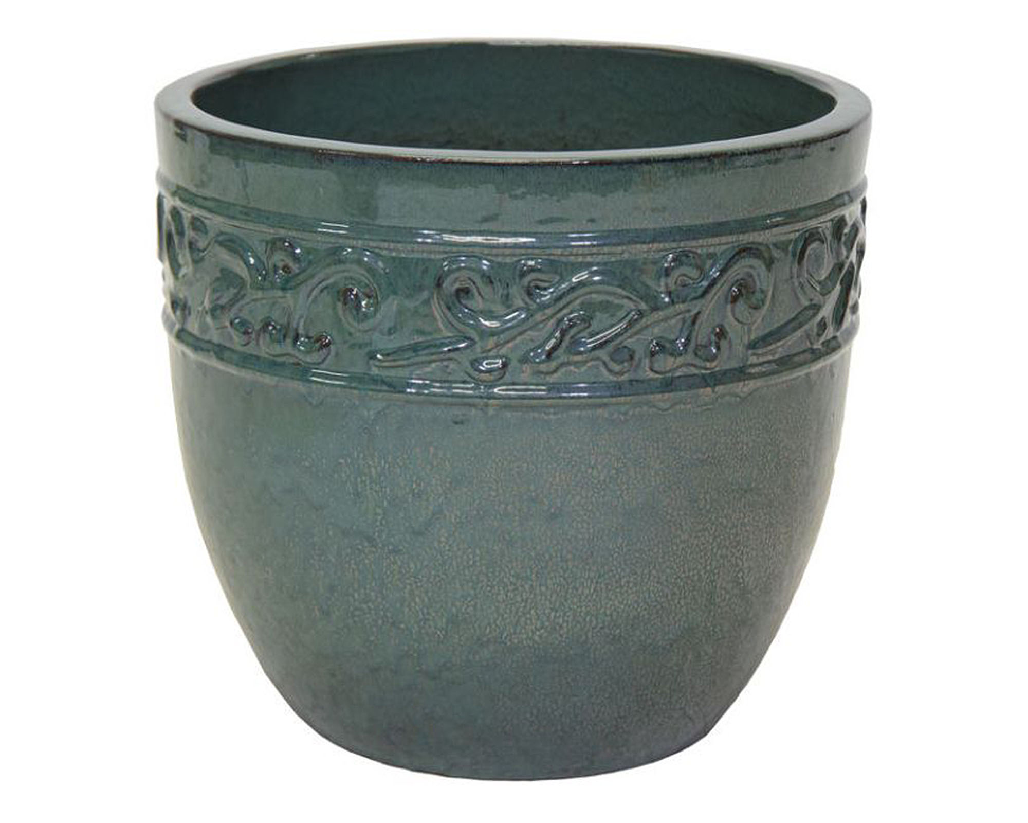 Cachepot Cilindro Swirl Verde Muschio D58x51cm in Ceramica - Mega Collections