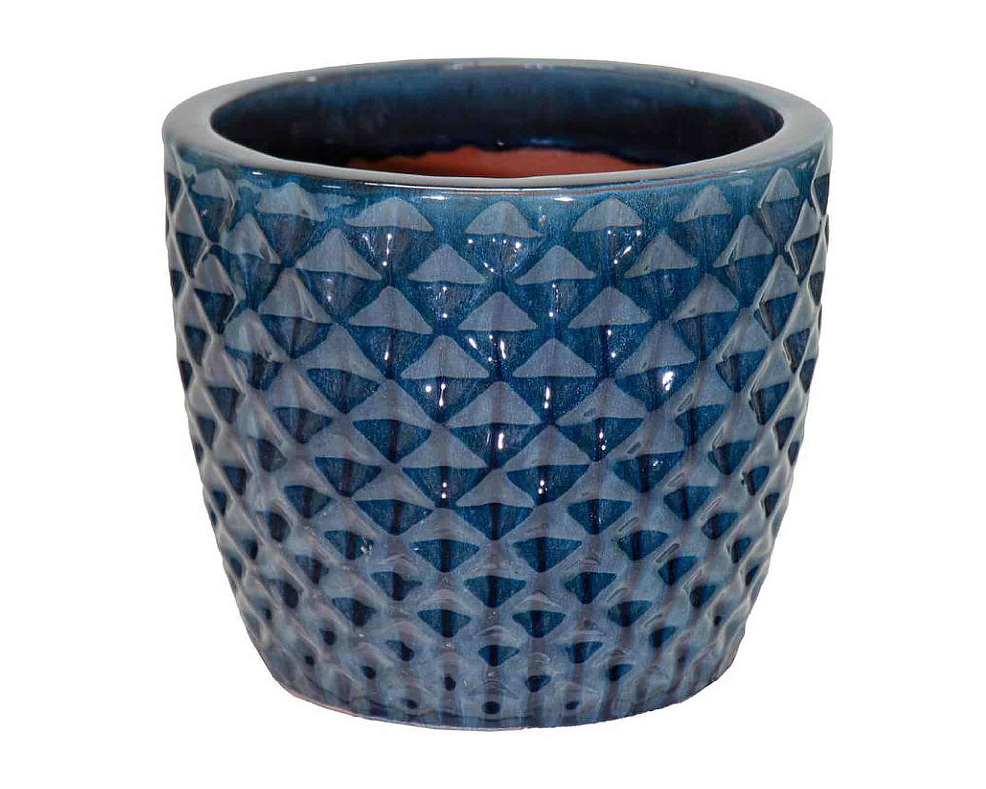 Cachepot Wyber Blu Intenso D24x21,5cm in Ceramica - Mega Collections