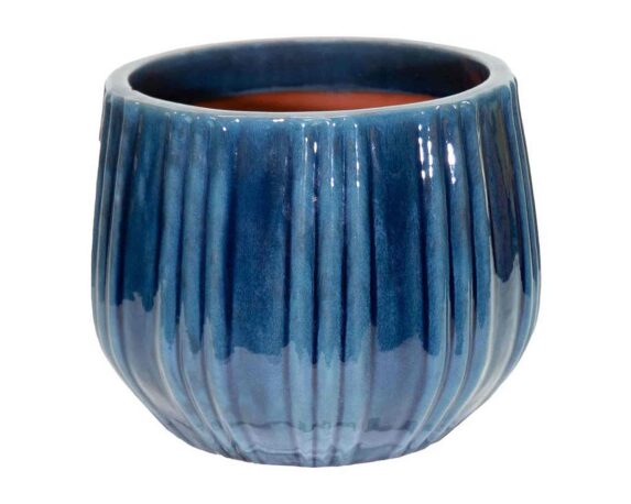Cachepot Rigato Portly Blu Intenso M D25x20cm in Ceramica – Mega Collections