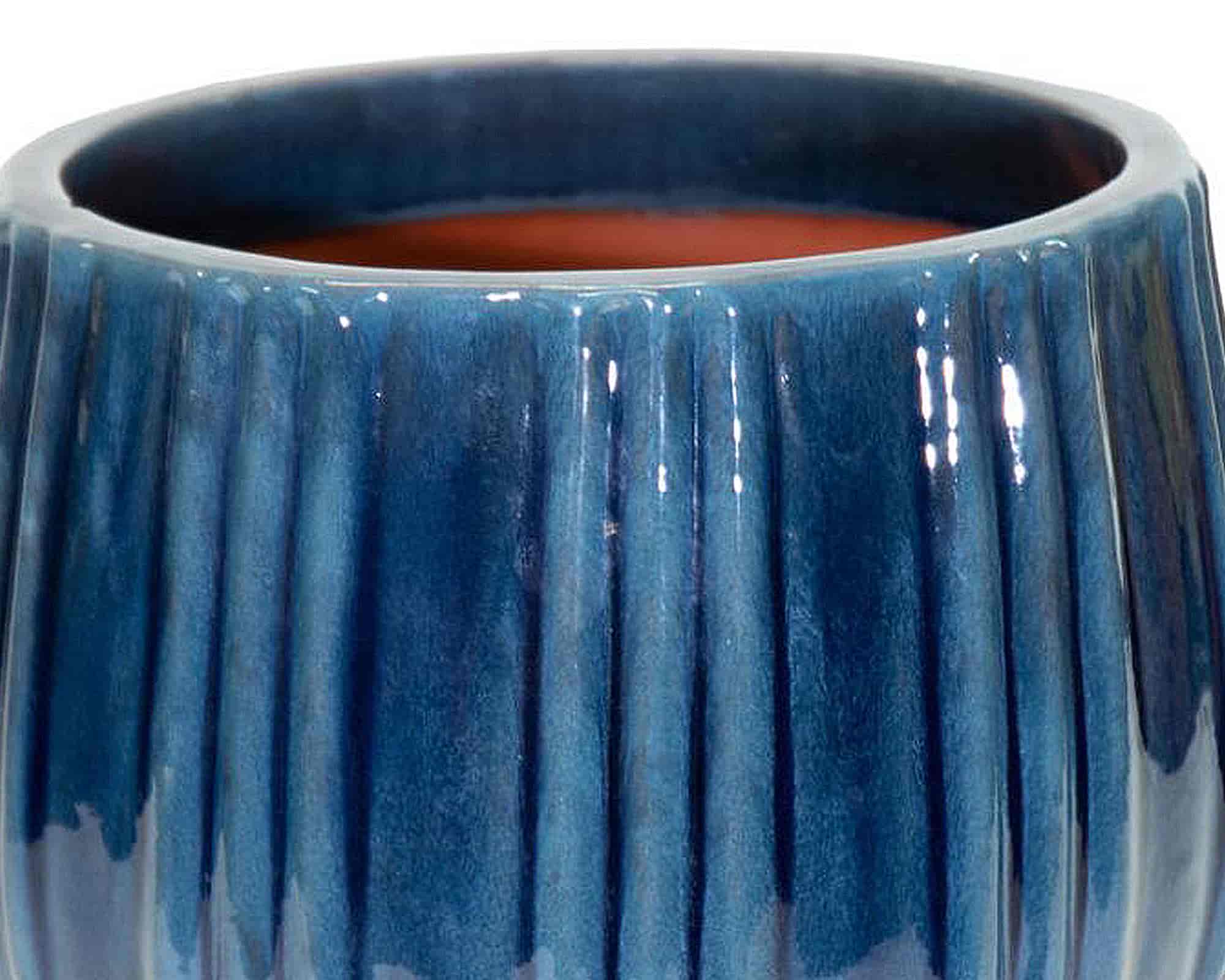 Cachepot Rigato Portly Blu Intenso M D25x20cm in Ceramica - Mega Collections - immagine 2