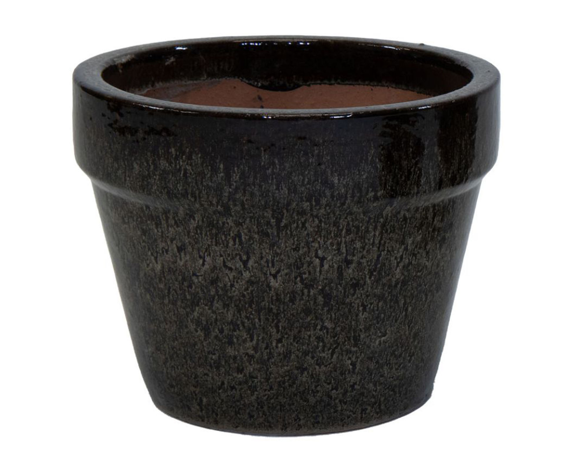 Cachepot Basic Smaltato Marrone Scuro Grande D38x30cm in Ceramica - Mega Collections