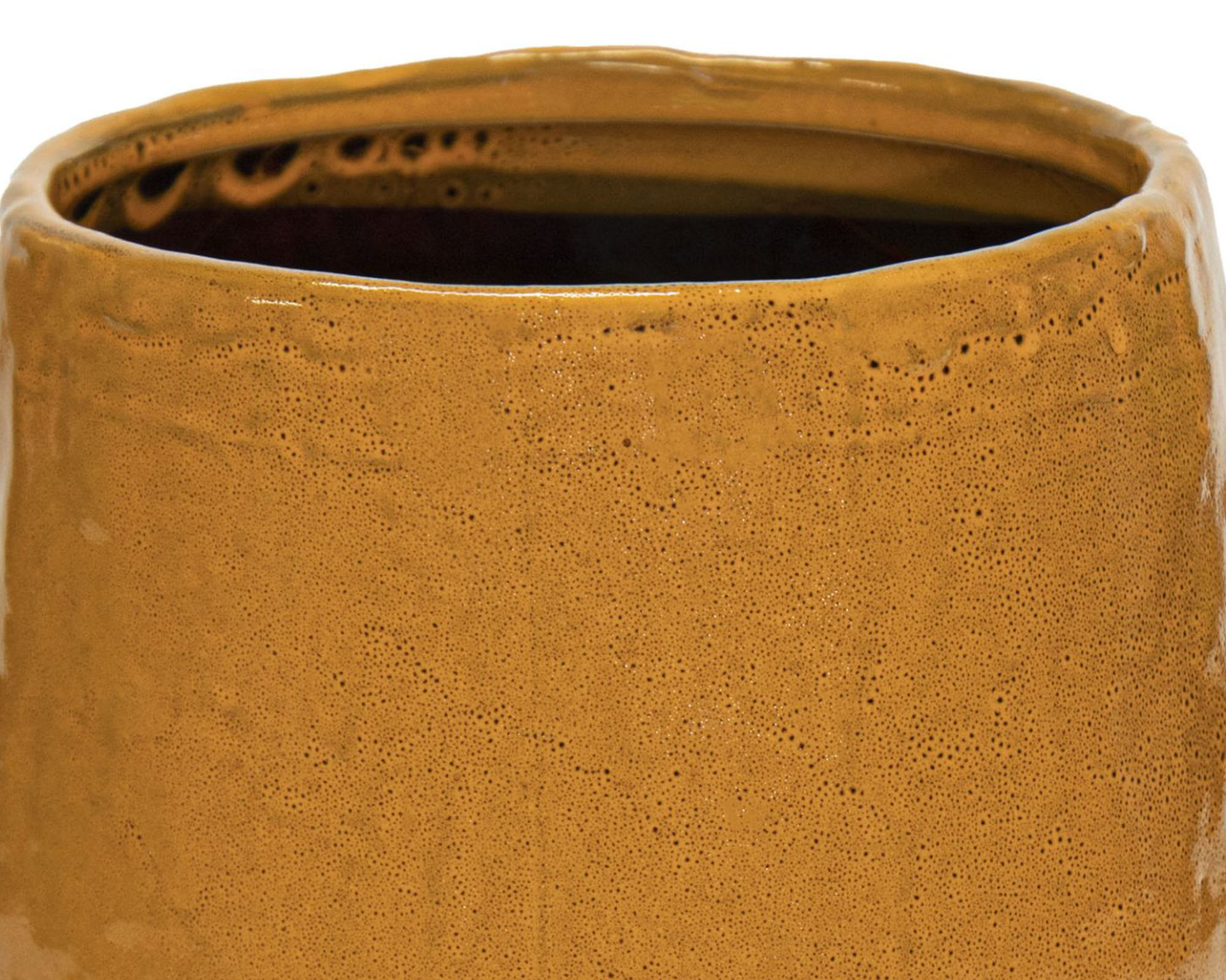 Cachepot Porta Piante Rotondo Liscio Cauldron Ambra D19x16,5cm in Ceramica - Mega Collections - immagine 2