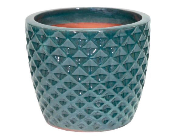 Cachepot Conico Rombi Wyber L Verde D30x26,5cm Ceramica – Mega Collections