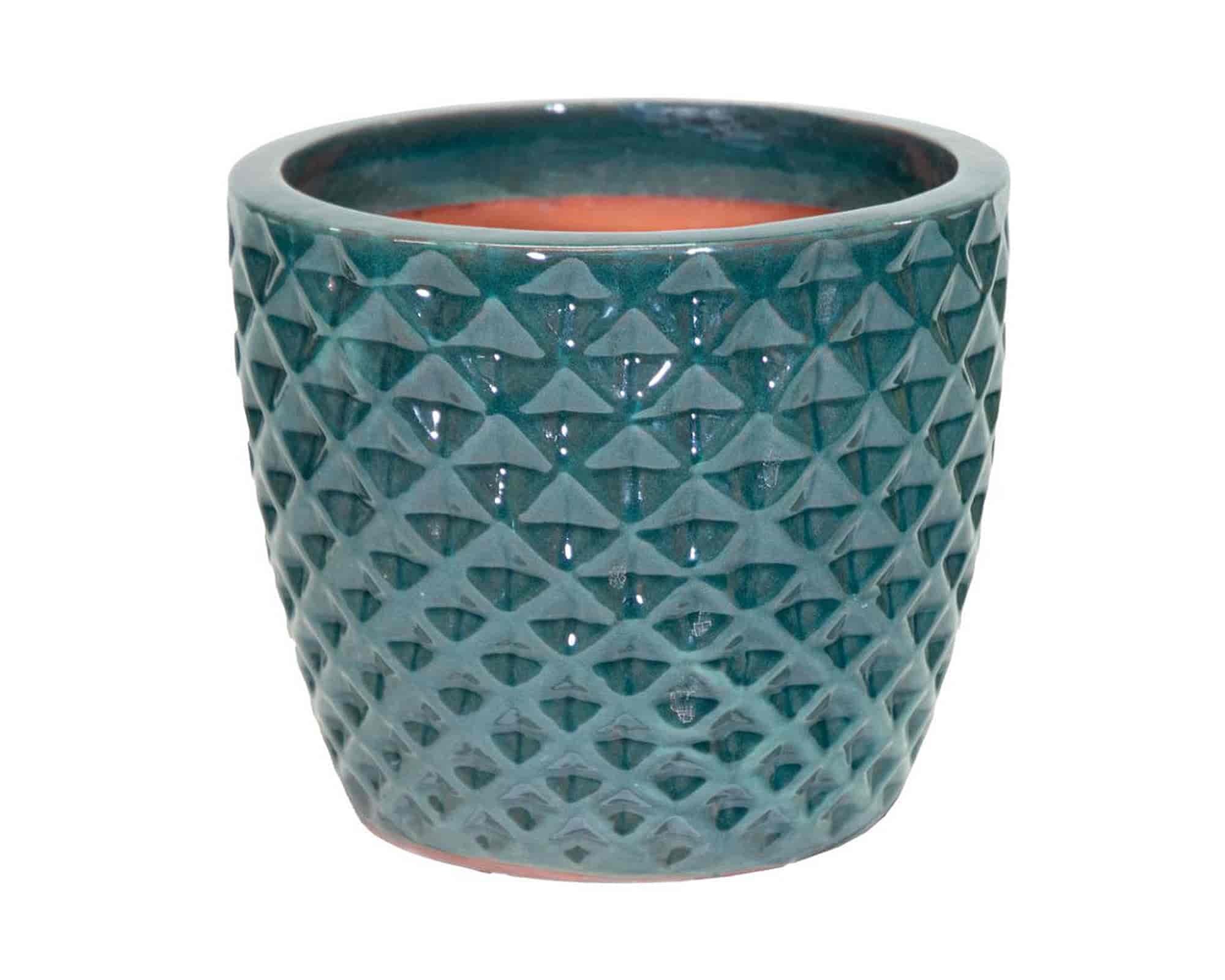 Cachepot Conico Rombi Wyber S Verde D18x16cm Ceramica - Mega Collections