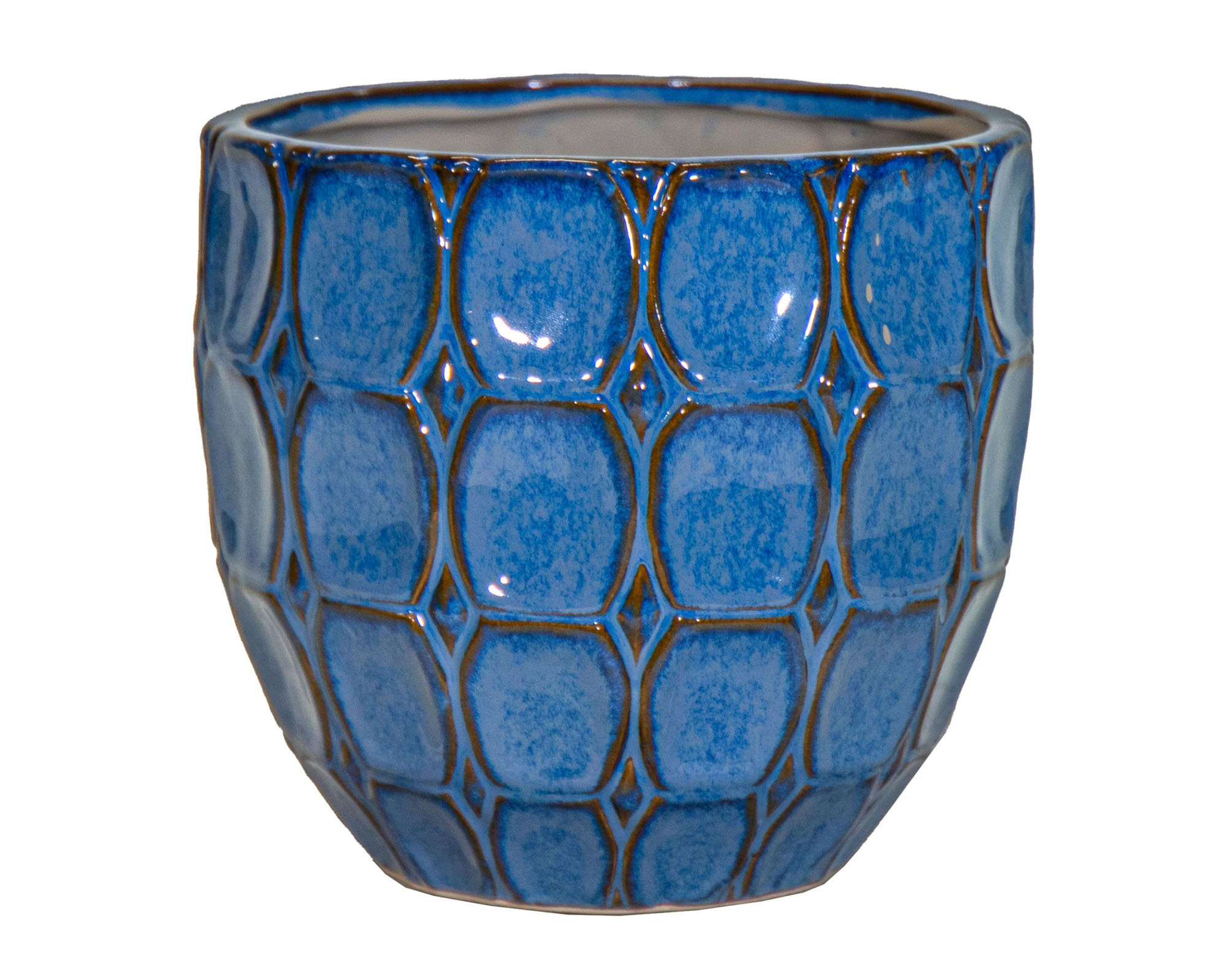 Cachepot Viva Egg Blu D8x7,5cm in Ceramica - Mega Collections