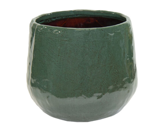 Cachepot Porta Piante Rotondo Liscio Cauldron Verde Marrone D19x16,5cm in Ceramica – Mega Collections