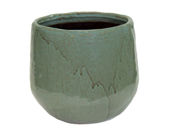 Porta Piante Rotondo Liscio Cauldron Small Verde Oliva D23x20,5cm in Ceramica – Mega Collections