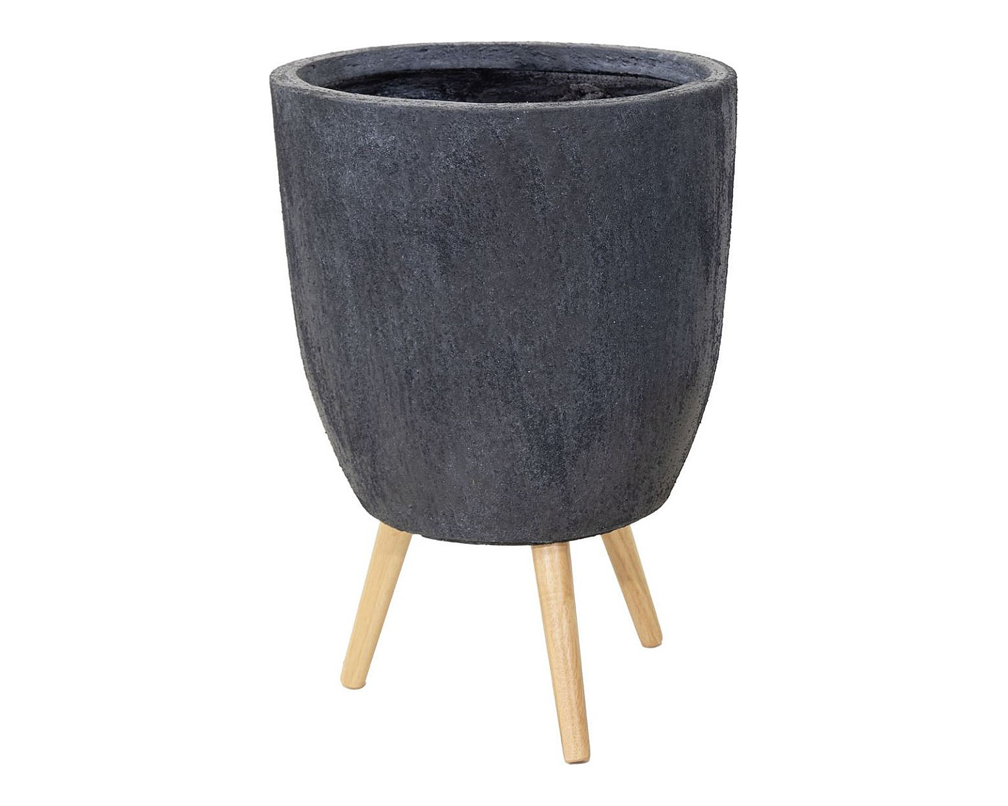 Cachepot con Piedi Grafite L Grigio Scuro D39x58cm in Argilla e Legno - Mega Collections