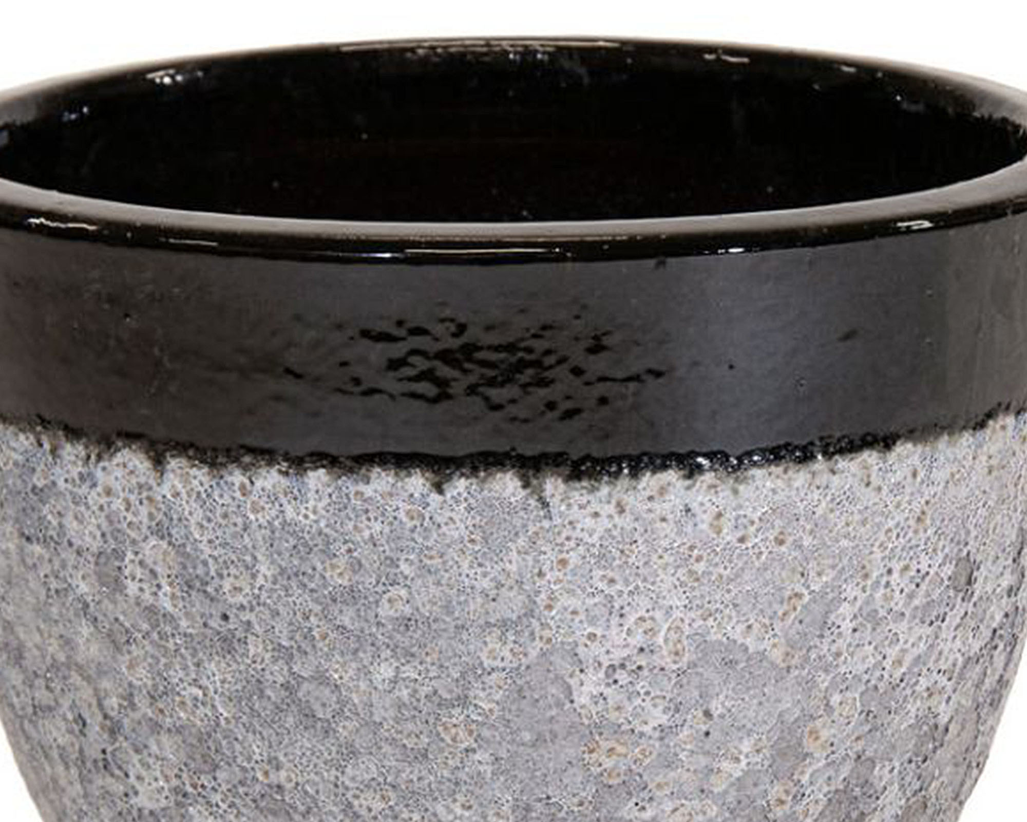 Cachepot Bordo Smaltato Grezzo Grigio e Nero Medio D38x30cm in Ceramica - Mega Collections - immagine 2