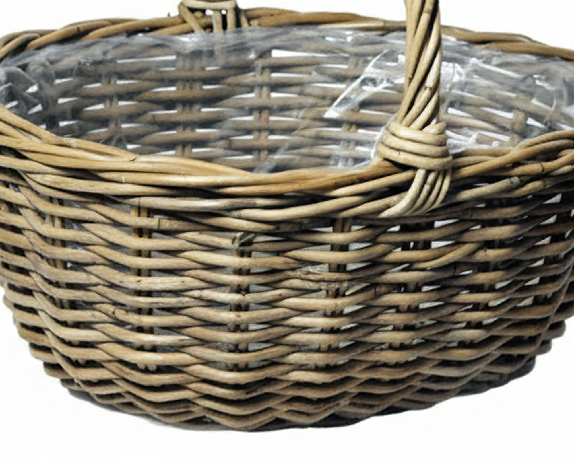 Cesta Ovale con Manico Naturale e Semplice 30x24x14cm in Rattan - Mega Collections - immagine 2