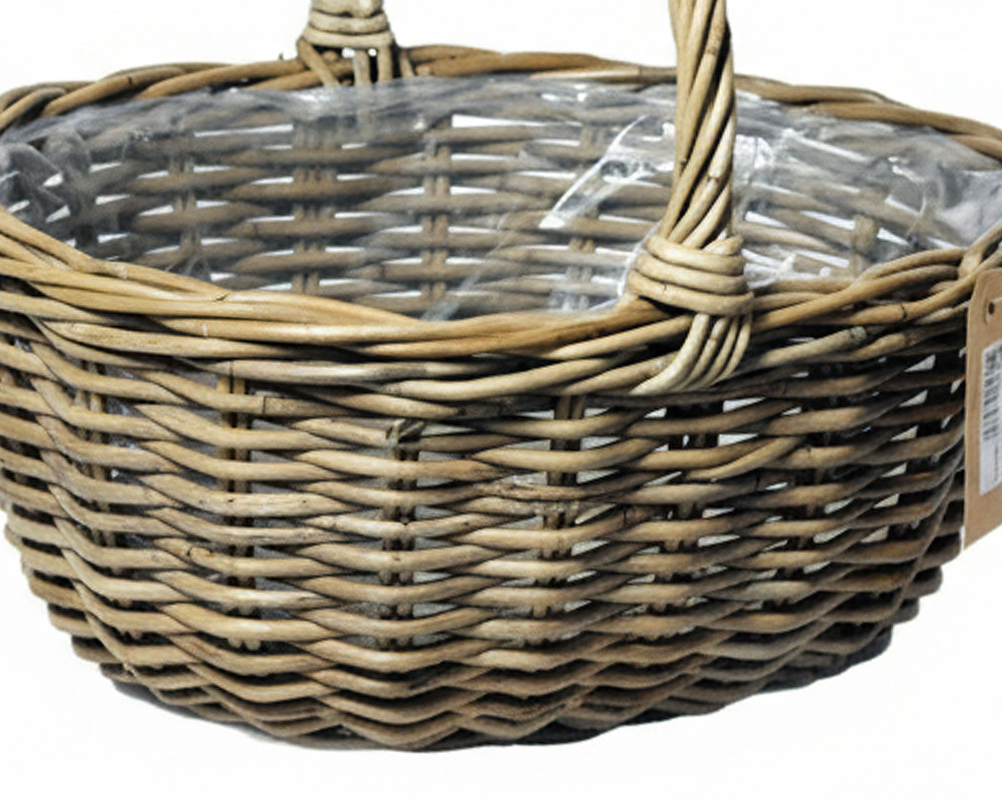 Cesta Ovale con Manico Naturale e Semplice 38x38x18cm in Rattan - Mega Collections - immagine 2