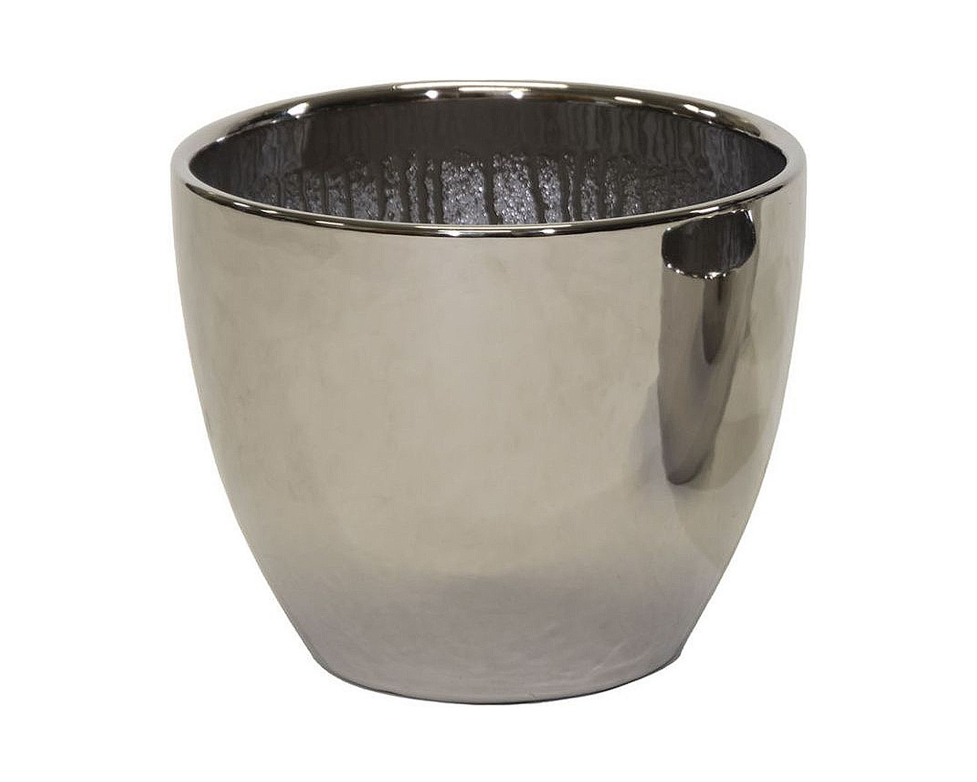 Cachepot Conico Lucido Argento S D16x16cm in Argilla - Mega Collections