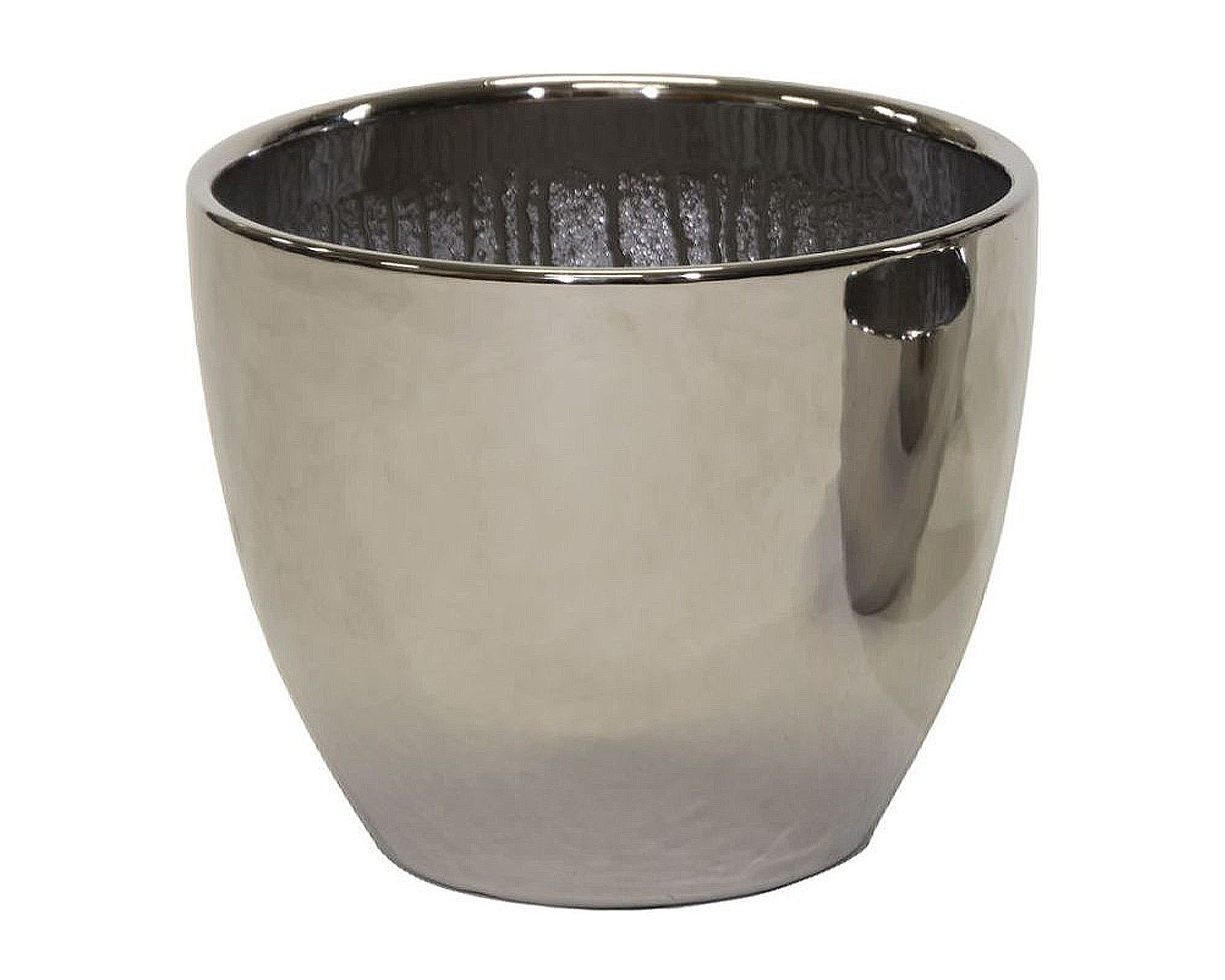Cachepot Conico Lucido Argento M D21x19cm in Argilla - Mega Collections
