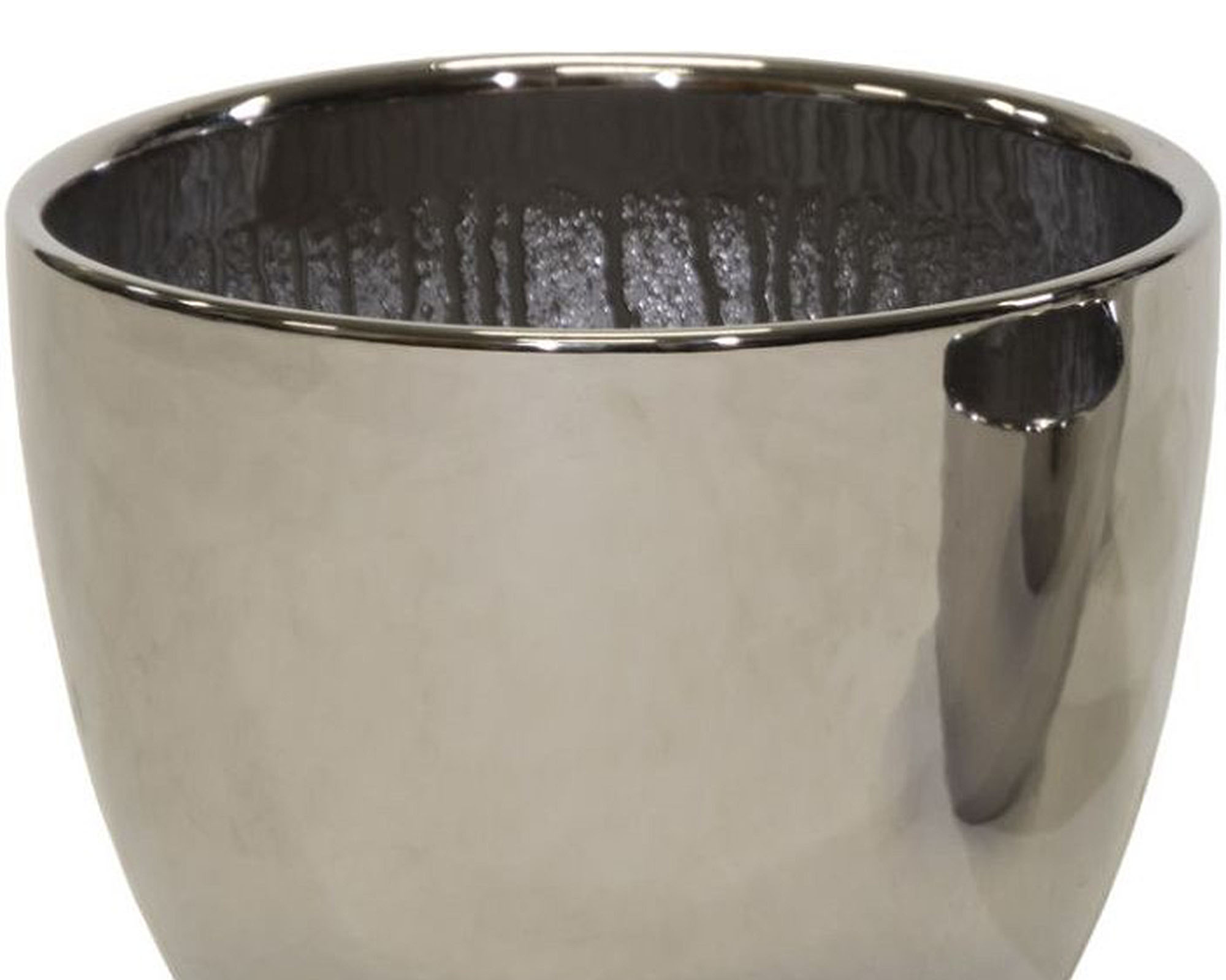 Cachepot Conico Lucido Argento L D25x21cm in Argilla - Mega Collections - immagine 2
