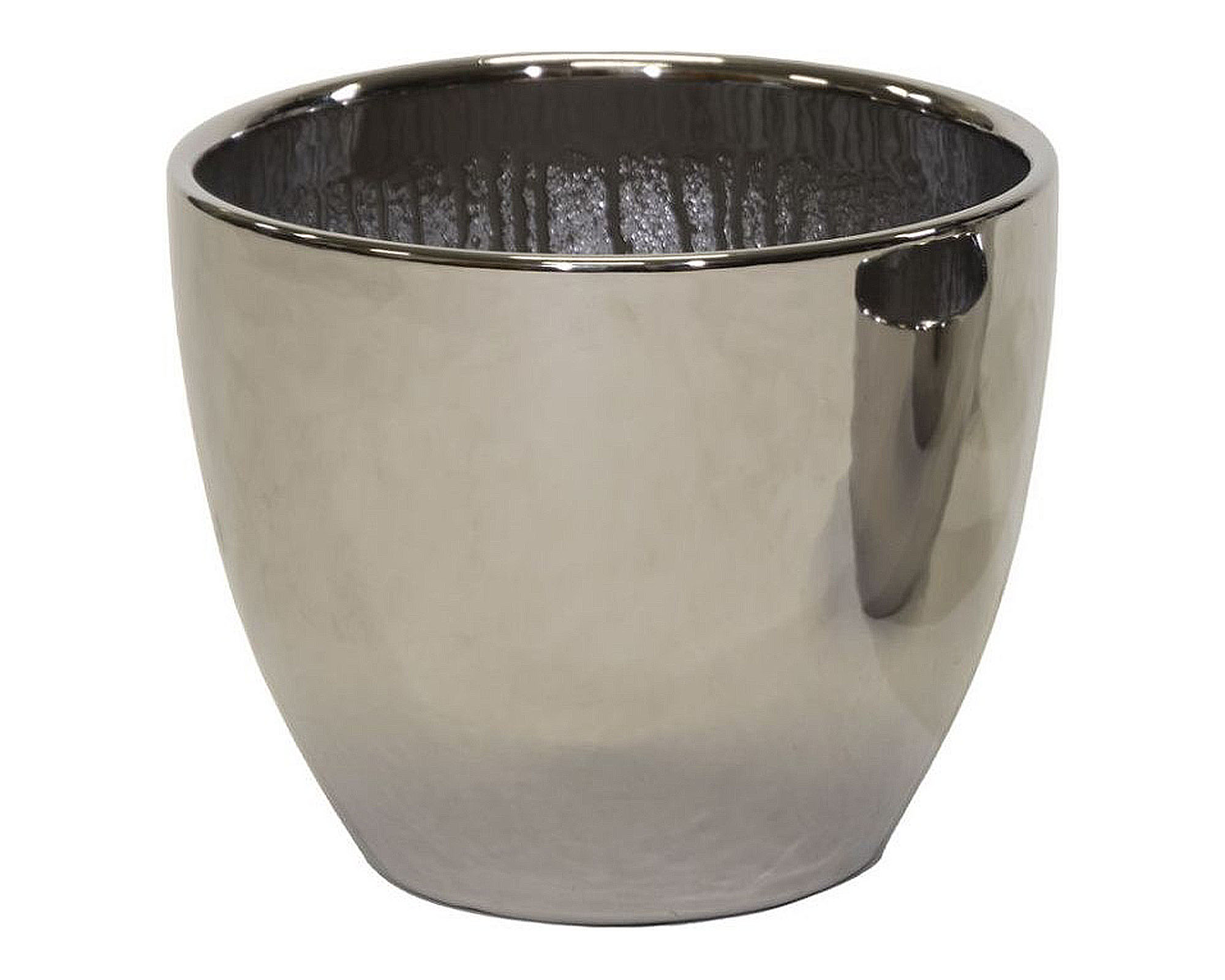 Cachepot Conico Lucido Argento L D25x21cm in Argilla - Mega Collections