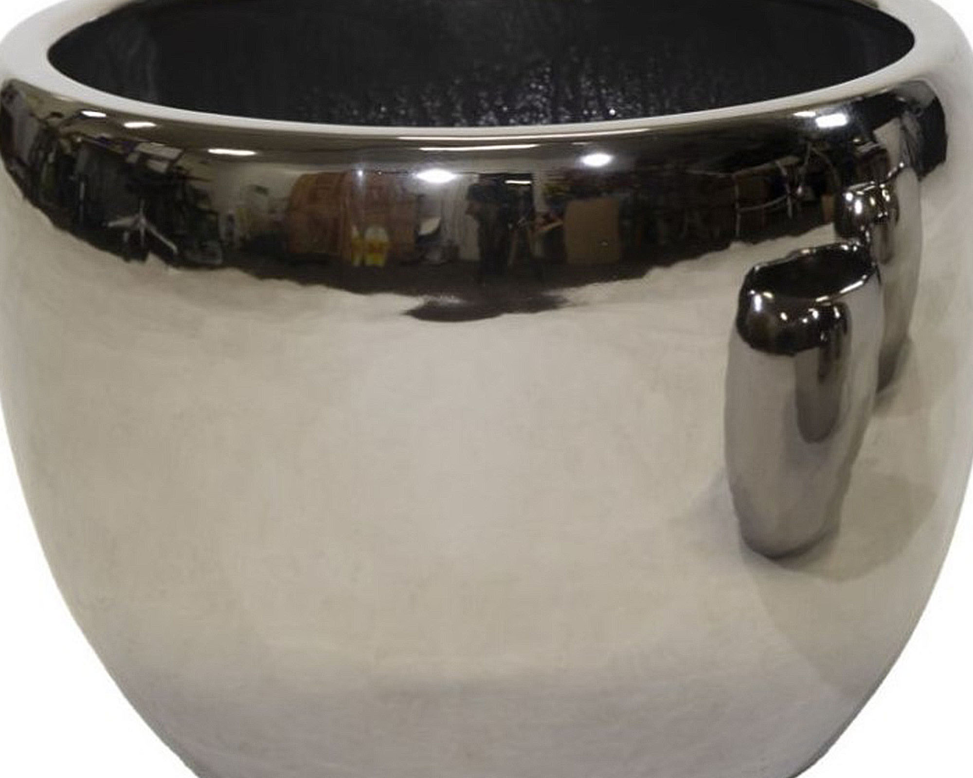 Cachepot Bombato Lucido Argento L D37x30cm in Argilla - Mega Collections - immagine 2