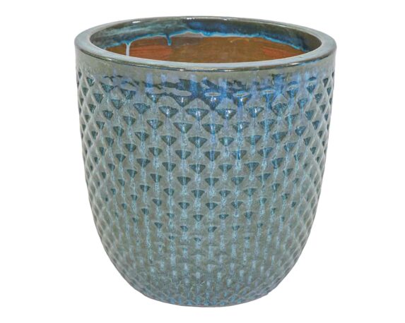Cachepot Scanalato XXL Verde Smaltato D38x40cm in Ceramica – Mega Collections