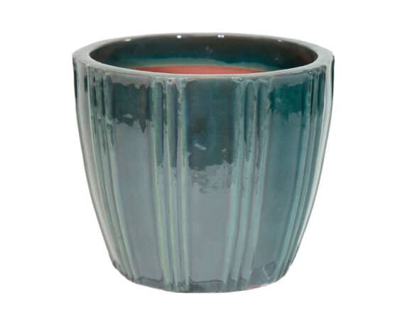 Cachepot con Righe Smaltato Verde D18x16cm in Ceramica – Mega Collections