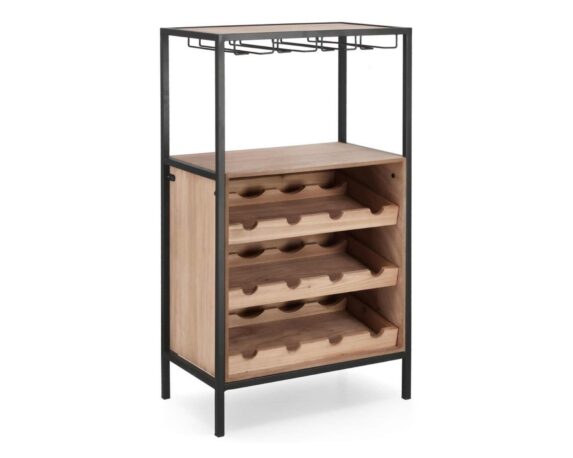 Mobile Portabottiglie con 12 Piani Isaac Nero 51x30x91cm in Acciaio e MDF – Bizzotto