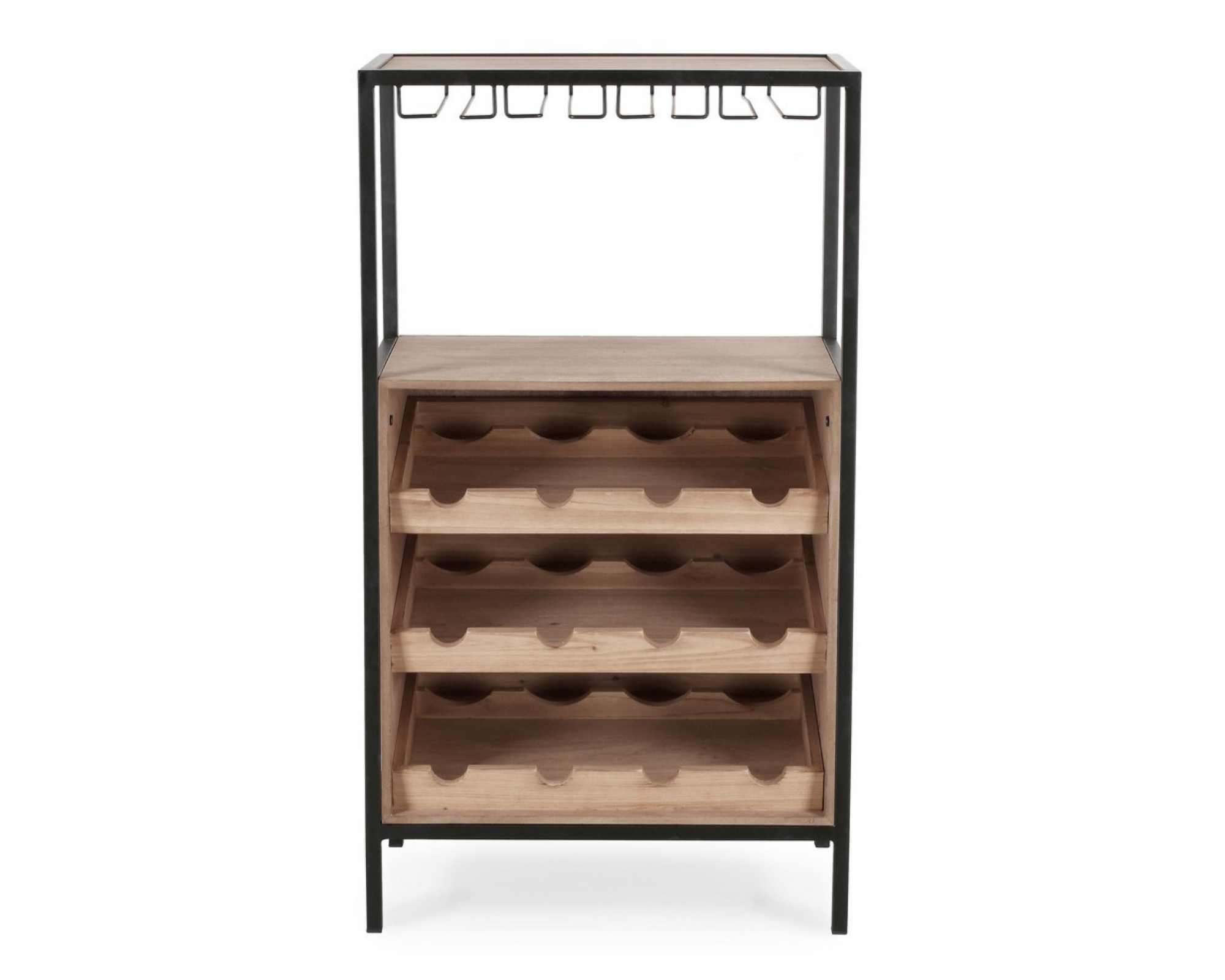 Mobile Portabottiglie con 12 Piani Isaac Nero 51x30x91cm in Acciaio e MDF - Bizzotto - immagine 2