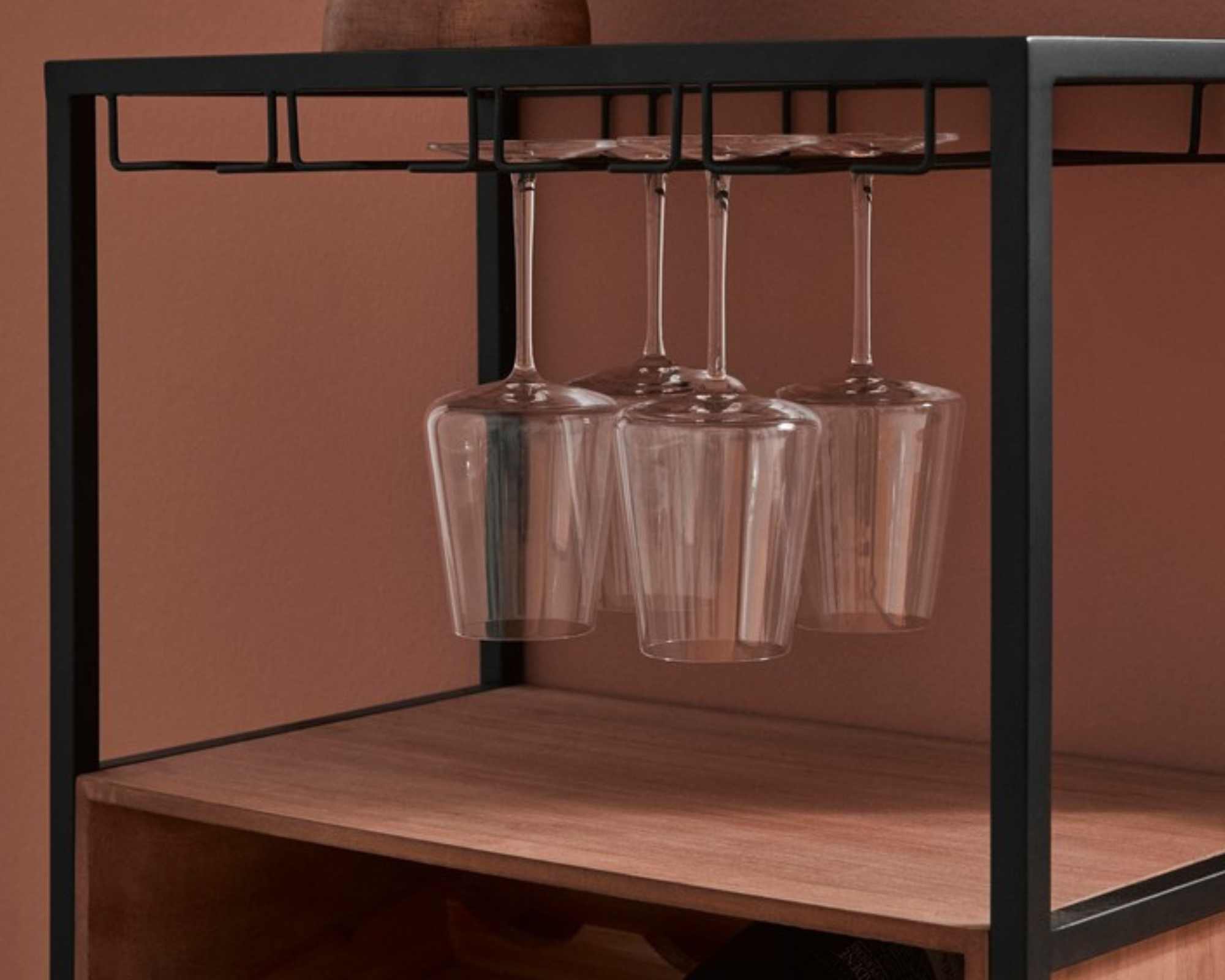 Mobile Portabottiglie con 12 Piani Isaac Nero 51x30x91cm in Acciaio e MDF - Bizzotto - immagine 7