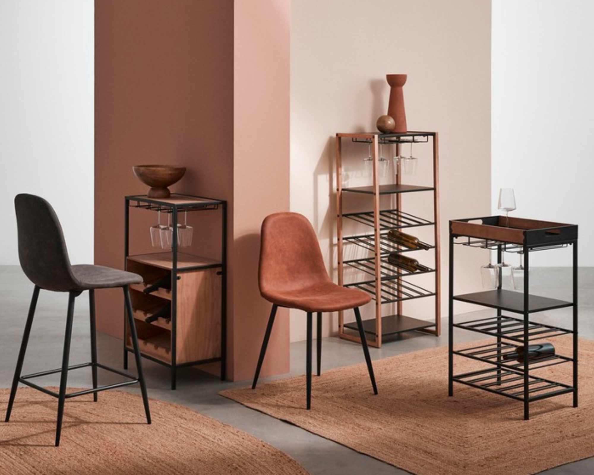 Mobile Portabottiglie con 12 Piani Isaac Nero 51x30x91cm in Acciaio e MDF - Bizzotto - immagine 8