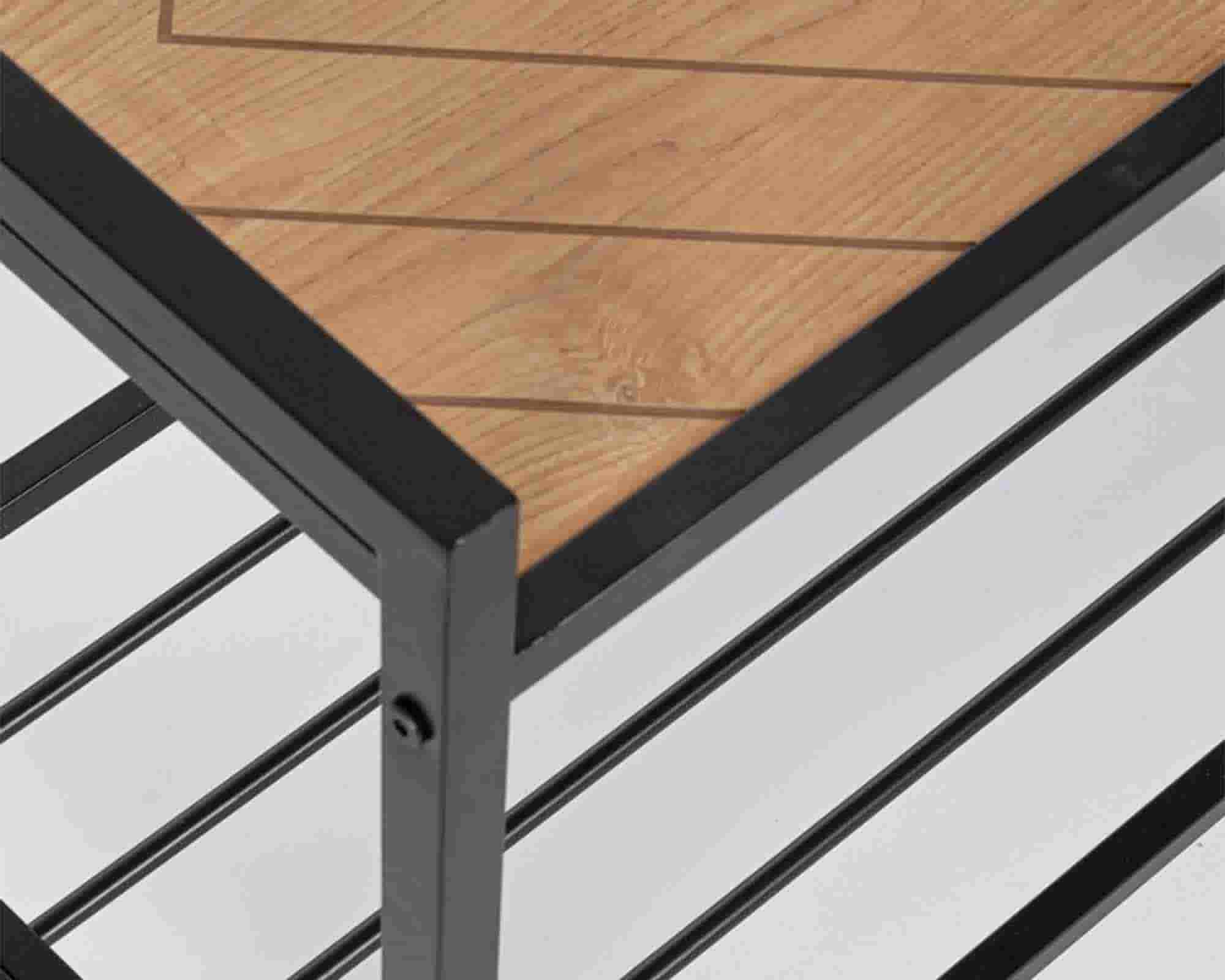 Appendiabiti 2 Piani e 5 Ganci Haldor Nero e Naturale 64,5x37,5x180cm in Acciaio e MDF - Bizzotto - immagine 6